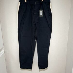 NWT All Saints Mens Black Wide Tapered Fit Elastic Waist Pismo Trouser‎ Size 34